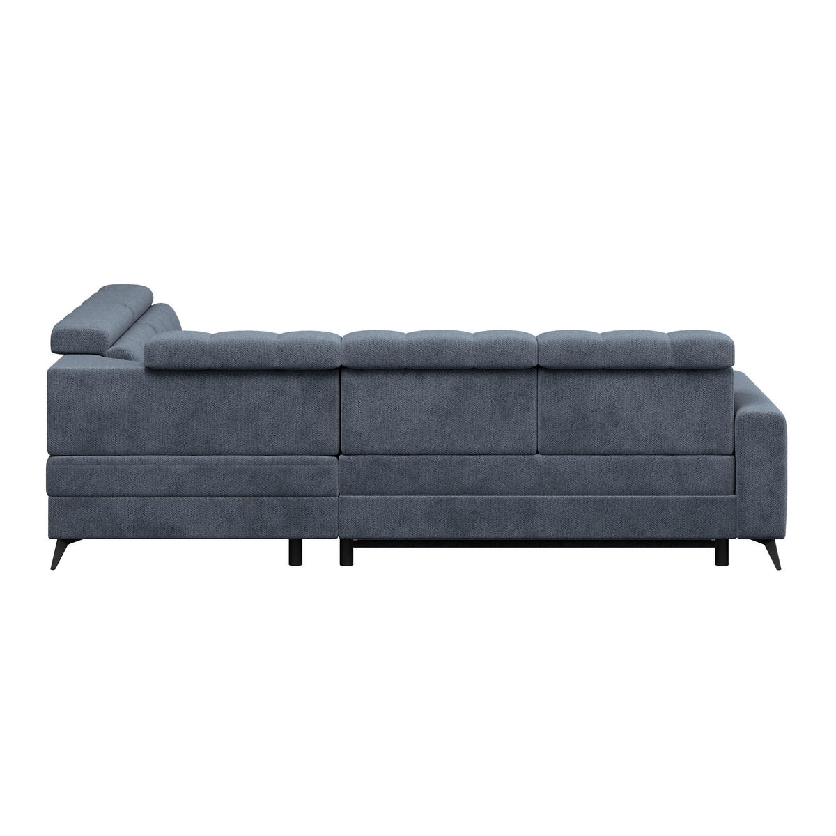 ECKSOFA BARLETTA NEW Blau Velours Bettkasten, Kopfteilverstellung, Sitztiefenverstellung, Liegefläche im Originalstoff  - Blau/Schwarz, ROMANTIK / LANDHAUS, Textil/Metall (289/228cm) - MID.YOU