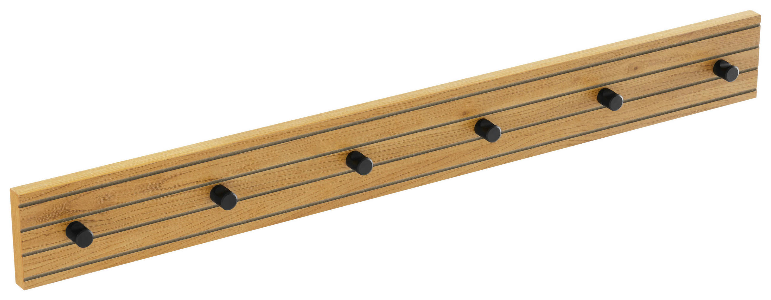 CUIER DE PERETE CU CÂRLIGE - culoare lemn stejar/negru, Design, metal/material pe bază de lemn (80/9/1,5cm) - Carryhome