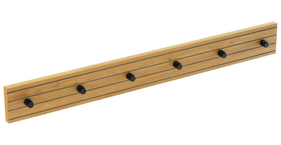 HAKENLEISTE in Schwarz, Eichefarben - Eichefarben/Schwarz, Design, Holzwerkstoff/Metall (80/9/1,5cm) - Carryhome