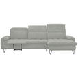 ECKSOFA in Webstoff Silberfarben  - Silberfarben/Schwarz, LIFESTYLE, Textil/Metall (310/180cm) - Valnatura