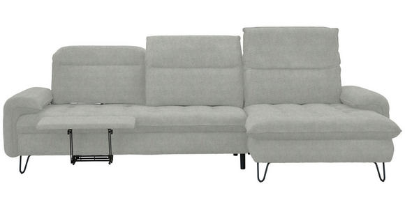 ECKSOFA in Webstoff Silberfarben  - Silberfarben/Schwarz, LIFESTYLE, Textil/Metall (310/180cm) - Valnatura