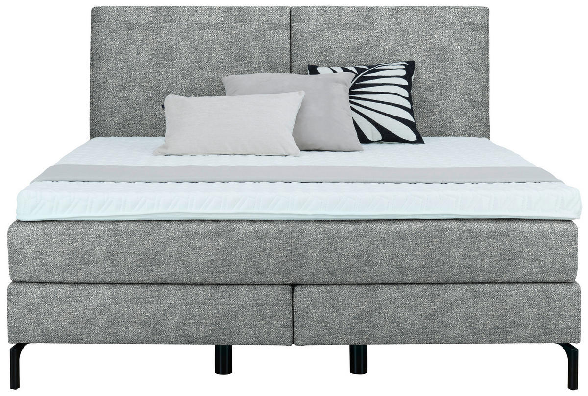 BOXSPRINGBETT 160/200 cm  in Grau  - Schwarz/Grau, Konventionell, Textil/Metall (160/200cm) - Dieter Knoll