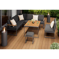 DINING-LOUNGESET Eisen  - Anthrazit/Naturfarben, MODERN, Kunststoff/Textil (230/80/230cm) - Ambia Garden