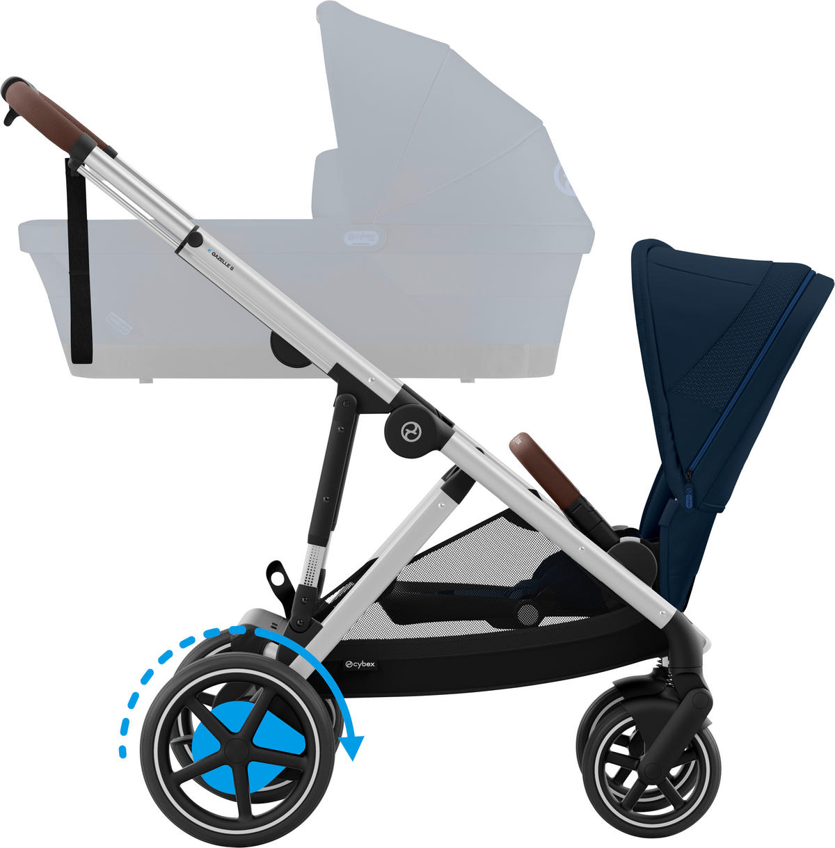 KINDERWAGEN  EGAZELLE S  Ocean Blue  - Silberfarben, Basics, Kunststoff/Metall (94.5/66/100cm) - cybex GOLD
