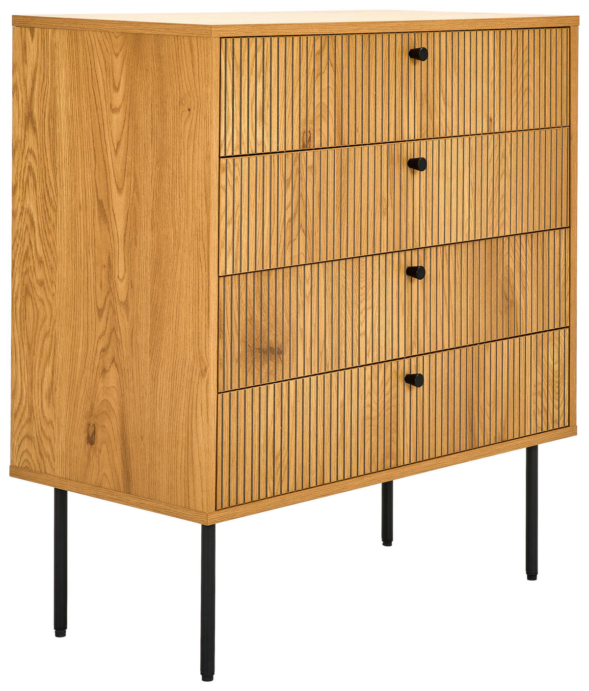 COMODĂ  - culoare lemn stejar/negru, Design, metal/material pe bază de lemn (80cm) - Carryhome
