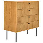 KOMMODE Line  in  - Eichefarben/Schwarz, Design, Holzwerkstoff/Metall (80cm) - Carryhome