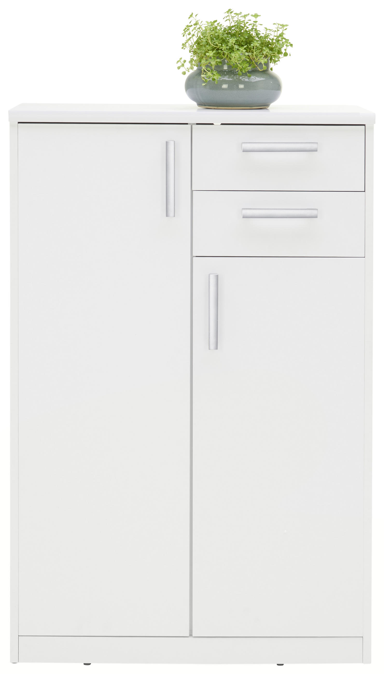 KOMMODE Weiß - Silberfarben/Schwarz, Basics, Holzwerkstoff/Kunststoff (72/110/36cm) - Xora