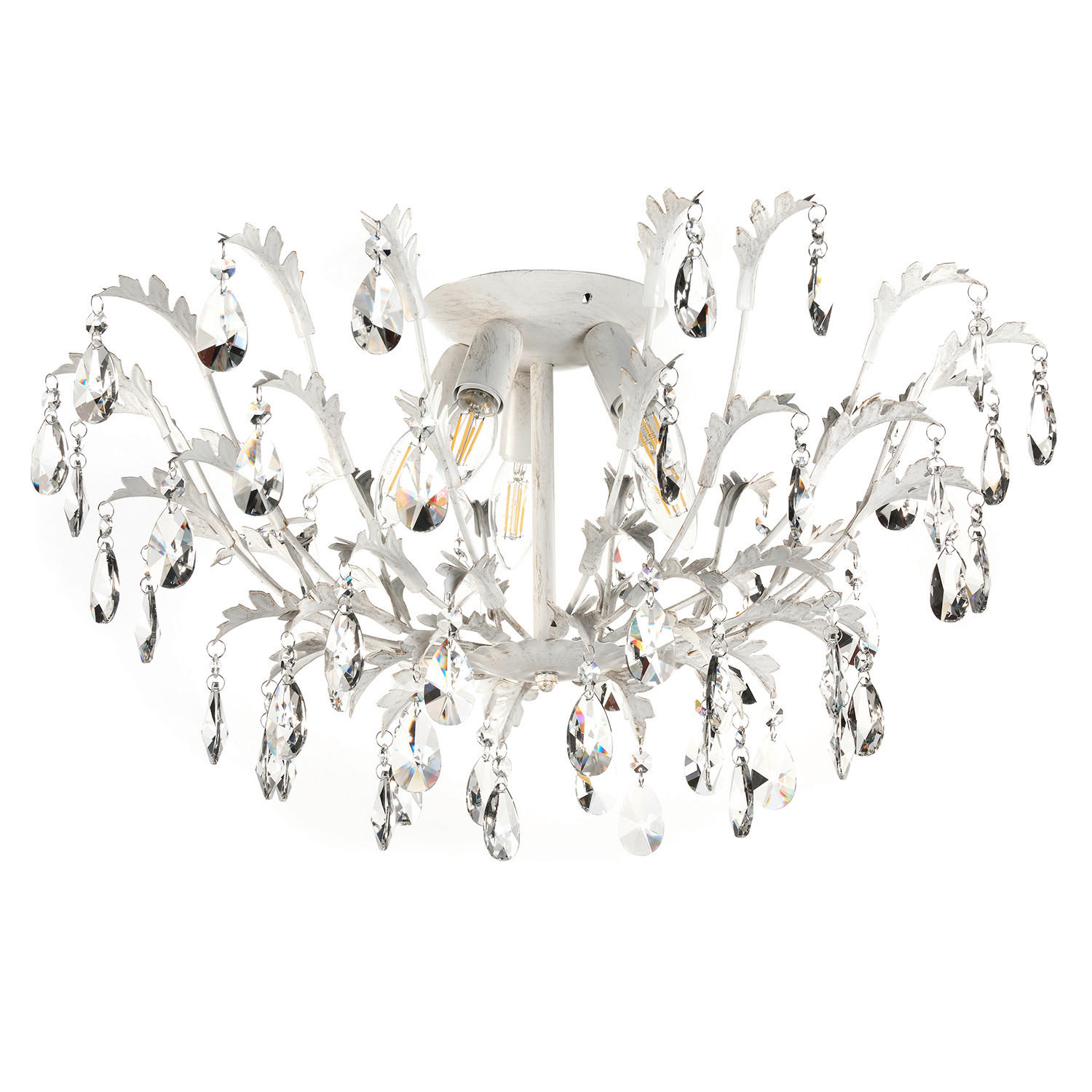 DECKENLEUCHTE 60/34 cm   - Weiß, KONVENTIONELL, Glas/Metall (60/34cm)