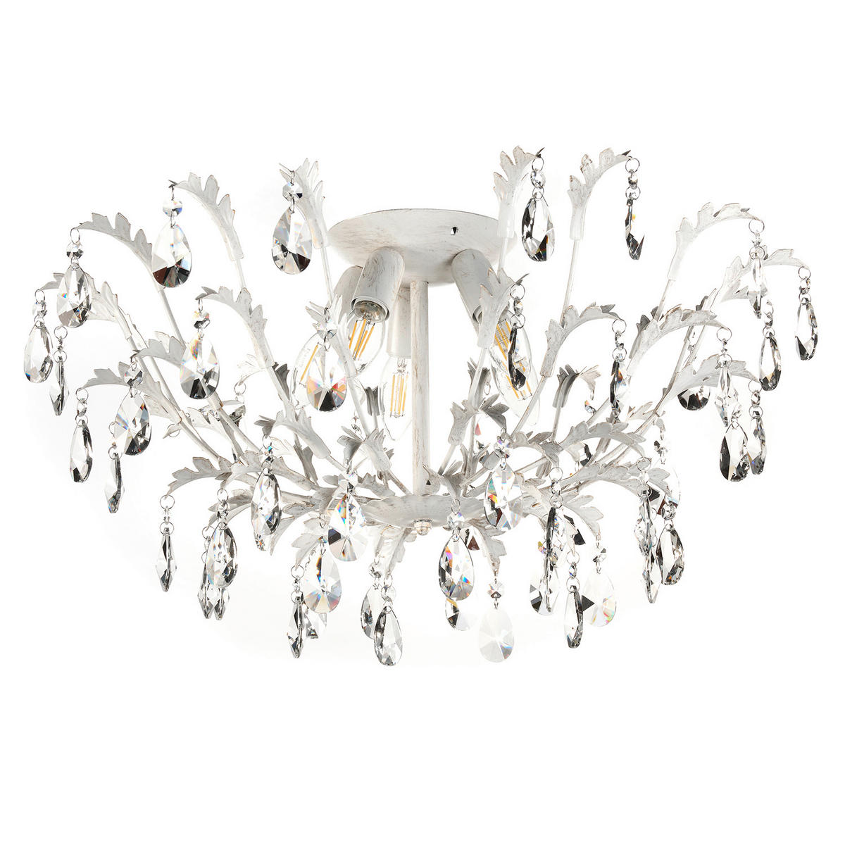 DECKENLEUCHTE 60/34 cm   - Weiß, KONVENTIONELL, Glas/Metall (60/34cm)