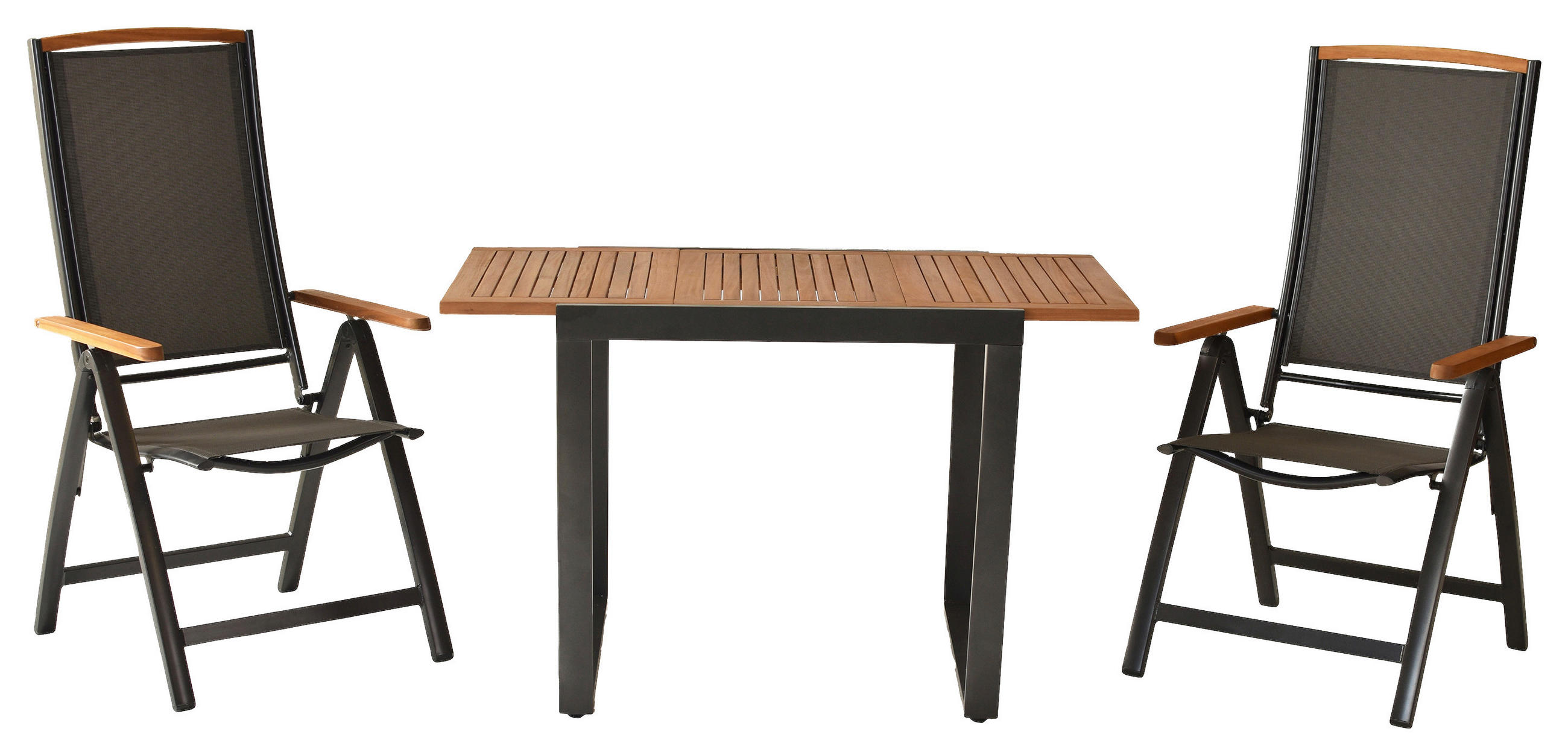 GARTENSET Akazie massiv Aluminium  - Graphitfarben/Akaziefarben, MODERN, Holz/Textil - Gardenson