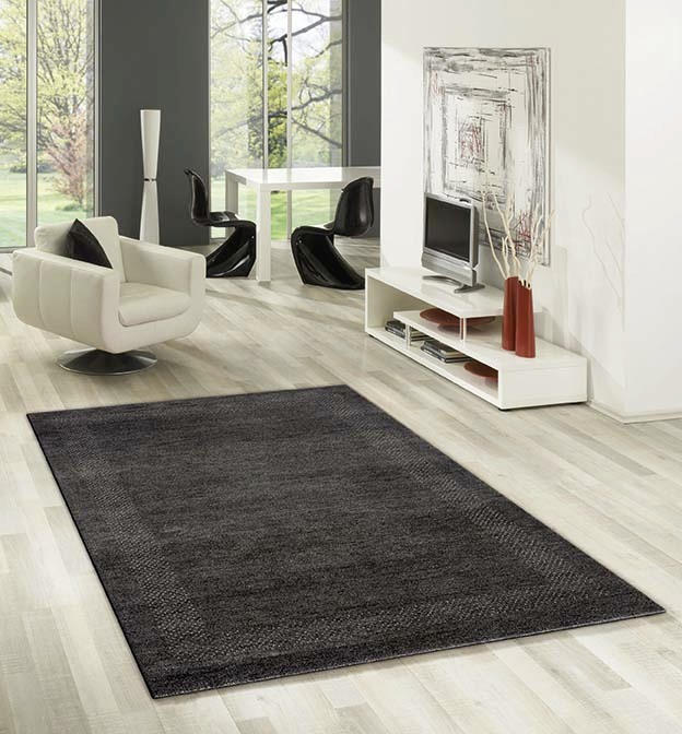 WOLLTEPPICH 60/90 cm Anthrazit, Schwarz - Anthrazit/Schwarz, KONVENTIONELL, Textil (60/90cm) - Cazaris