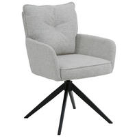 ARMLEHNSTUHL  in Eisen Leinenoptik  - Beige/Schwarz, Design, Textil/Metall (61/90/67cm) - Novel