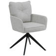 ARMLEHNSTUHL  Sitzfläche 360° drehbar, automatische Rückholfunktion Leinenoptik  - Beige/Schwarz, Design, Textil/Metall (61/90/67cm) - Novel