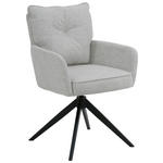 ARMLEHNSTUHL  Sitzfläche 360° drehbar, automatische Rückholfunktion Leinenoptik  - Beige/Schwarz, Design, Textil/Metall (61/90/67cm) - Novel