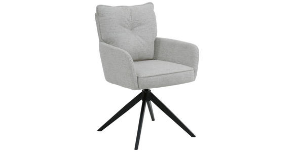 ARMLEHNSTUHL  Sitzfläche 360° drehbar, automatische Rückholfunktion Leinenoptik  - Beige/Schwarz, Design, Textil/Metall (61/90/67cm) - Novel