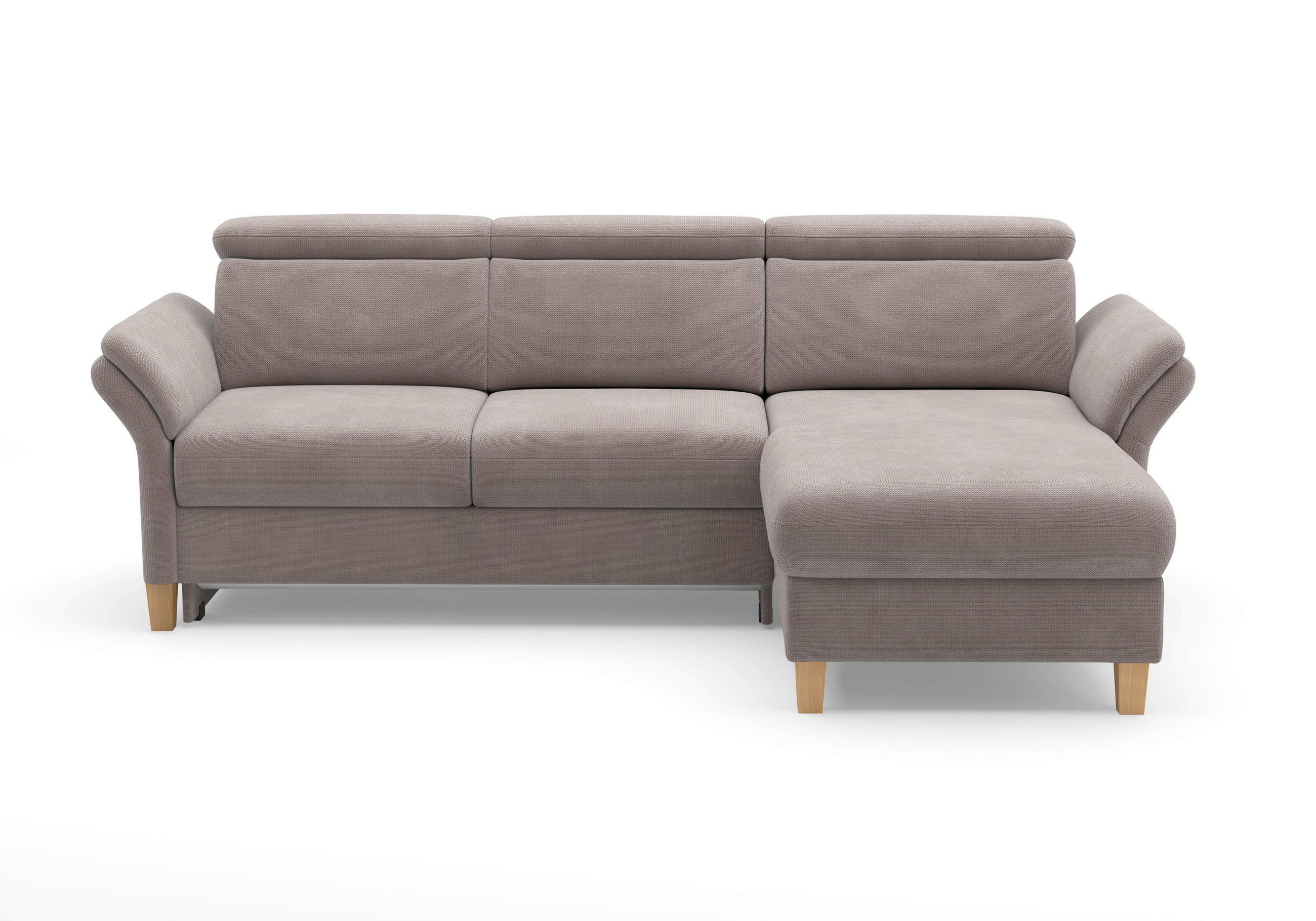 ECKSOFA GLENDALE E Taupe Flachgewebe  - Taupe/Eichefarben, KONVENTIONELL, Holz/Textil (253/166cm) - Sit & More