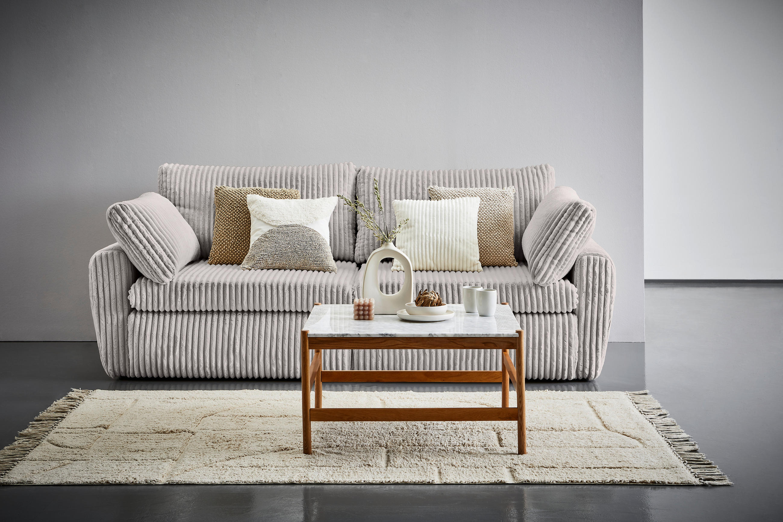 SCHLAFSOFA Cord, Plüsch Grau  - Schwarz/Grau, MODERN, Kunststoff/Textil (240/90/120cm) - Carryhome