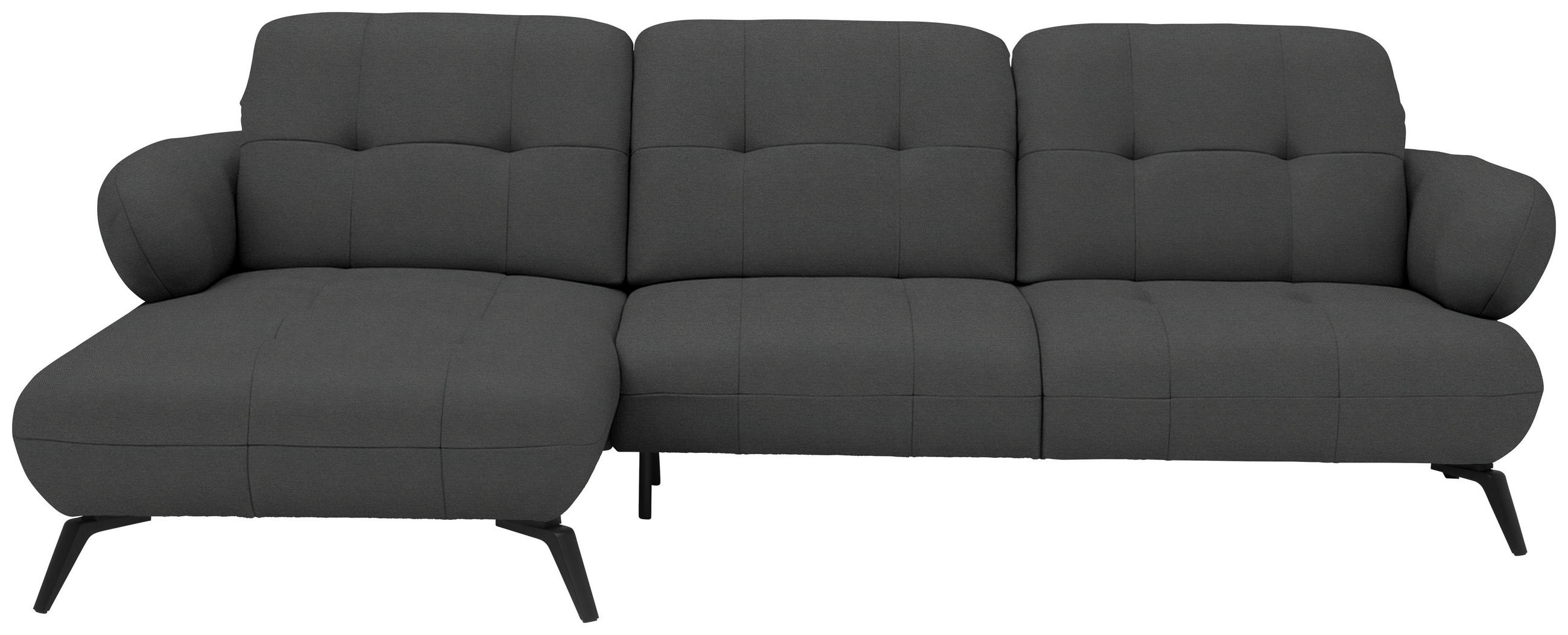 ECKSOFA Flachgewebe Anthrazit  - Anthrazit/Schwarz, Modern, Textil/Metall (180/282cm) - Novel