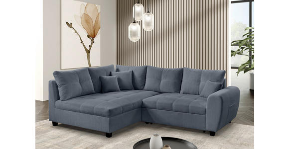 ECKSOFA Grau Plüsch Zierkissen, Rückenkissen, Schlaffunktion, Rücken echt  - Schwarz/Grau, KONVENTIONELL, Kunststoff/Textil (175/249cm) - Carryhome