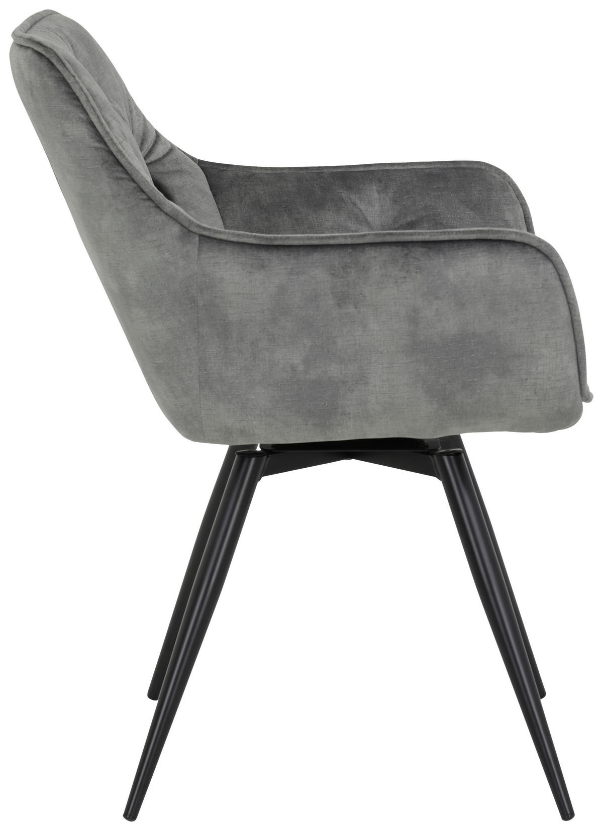 ARMLEHNSTUHL-SET 2 Stück  in Stahl Samt  - Schwarz/Grau, MODERN, Textil/Metall (56/82/63cm) - MID.YOU