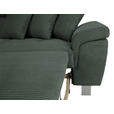 ECKSOFA inkl. Funktionen Waldgrün Cord  - Waldgrün/Silberfarben, Design, Textil/Metall (226/257cm) - Xora