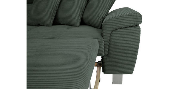 ECKSOFA inkl. Funktionen Waldgrün Cord - Waldgrün/Silberfarben, Design, Textil/Metall (226/257cm) - Xora
