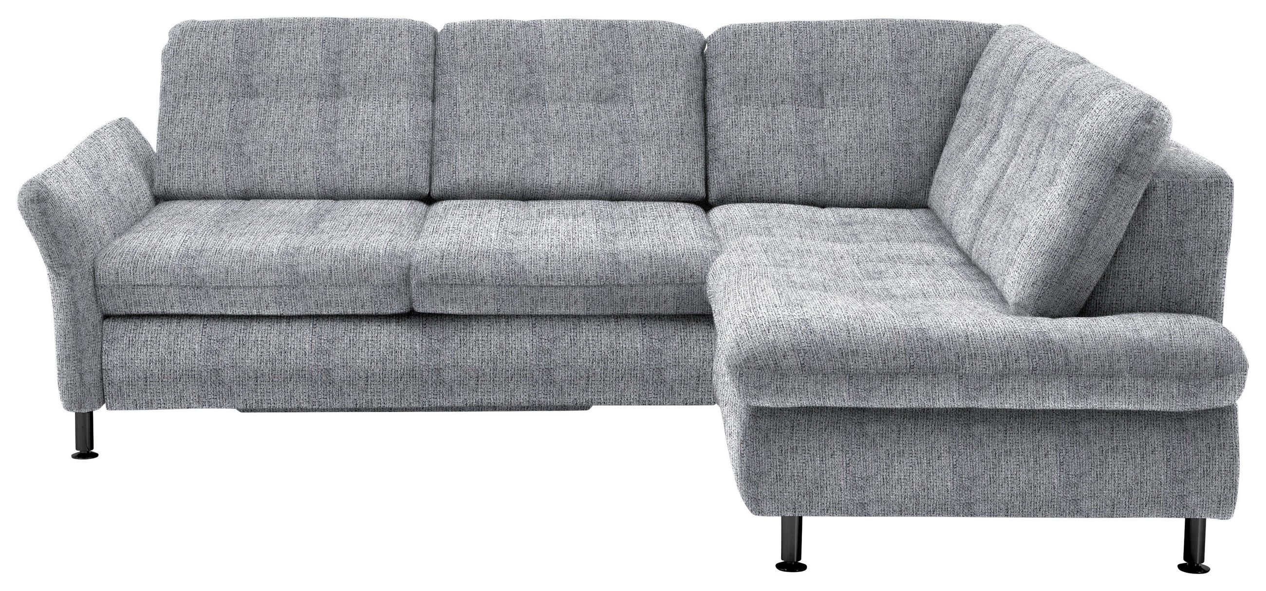 ECKSOFA in Webstoff Grau  - Schwarz/Grau, Konventionell, Textil/Metall (242/210cm) - Beldomo Style