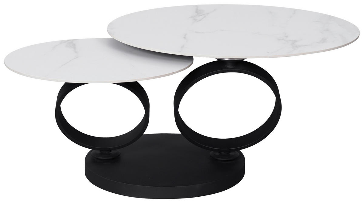 KONFERENČNÝ STOLÍK, čierna, biela, kov, keramika, 80-133,5/80/43 cm - čierna/biela, Design, kov/keramika (80-133,5/80/43cm) - Dieter Knoll