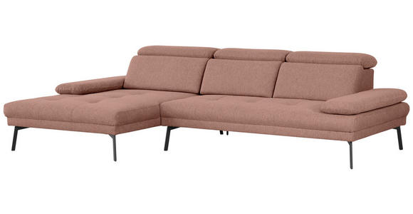 ECKSOFA Ottomane links, Eckteil  More_LZ Kupferfarben Webstoff  - Schwarz/Kupferfarben, Design, Textil/Metall (188/296cm) - Xora