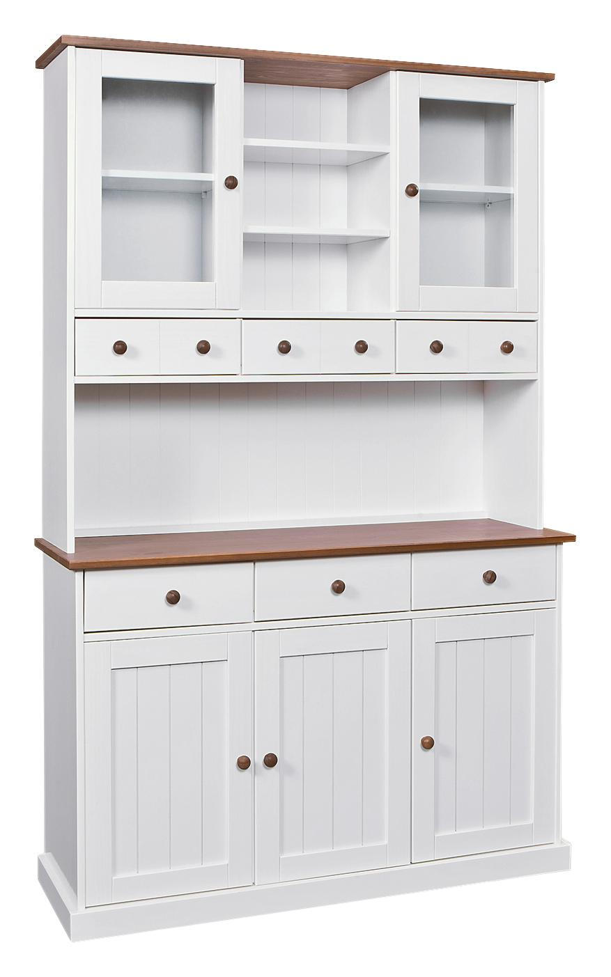 Kredenz in massiv Kiefer Braun, Weiß