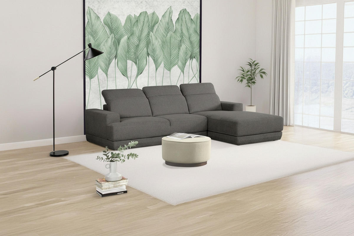 ECKSOFA  in Webstoff Dunkelgrau  204/293 cm  - Dunkelgrau/Schwarz, Design, Kunststoff/Textil (204/293cm) - MID.YOU
