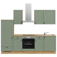BUCĂTĂRIE FĂRĂ ELECTROCASNICE  - verde/culoare lemn stejar, Modern, metal/material pe bază de lemn (270cm) - Nobilia