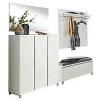 GARDEROBE 5-teilig 220/195/40 cm  - Weiss/Silberfarben, Design, Holzwerkstoff/Textil (220/195/40cm)