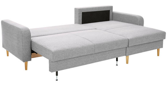 ECKSOFA in Flachgewebe Hellgrau - Eiche Wotan/Hellgrau, KONVENTIONELL, Holz/Textil (255/157cm) - Carryhome