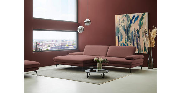 ECKSOFA  in Chenille, Flachgewebe Weinrot Rücken echt  180/284 cm  - Weinrot/Schwarz, Design, Textil/Metall (180/284cm) - Dieter Knoll