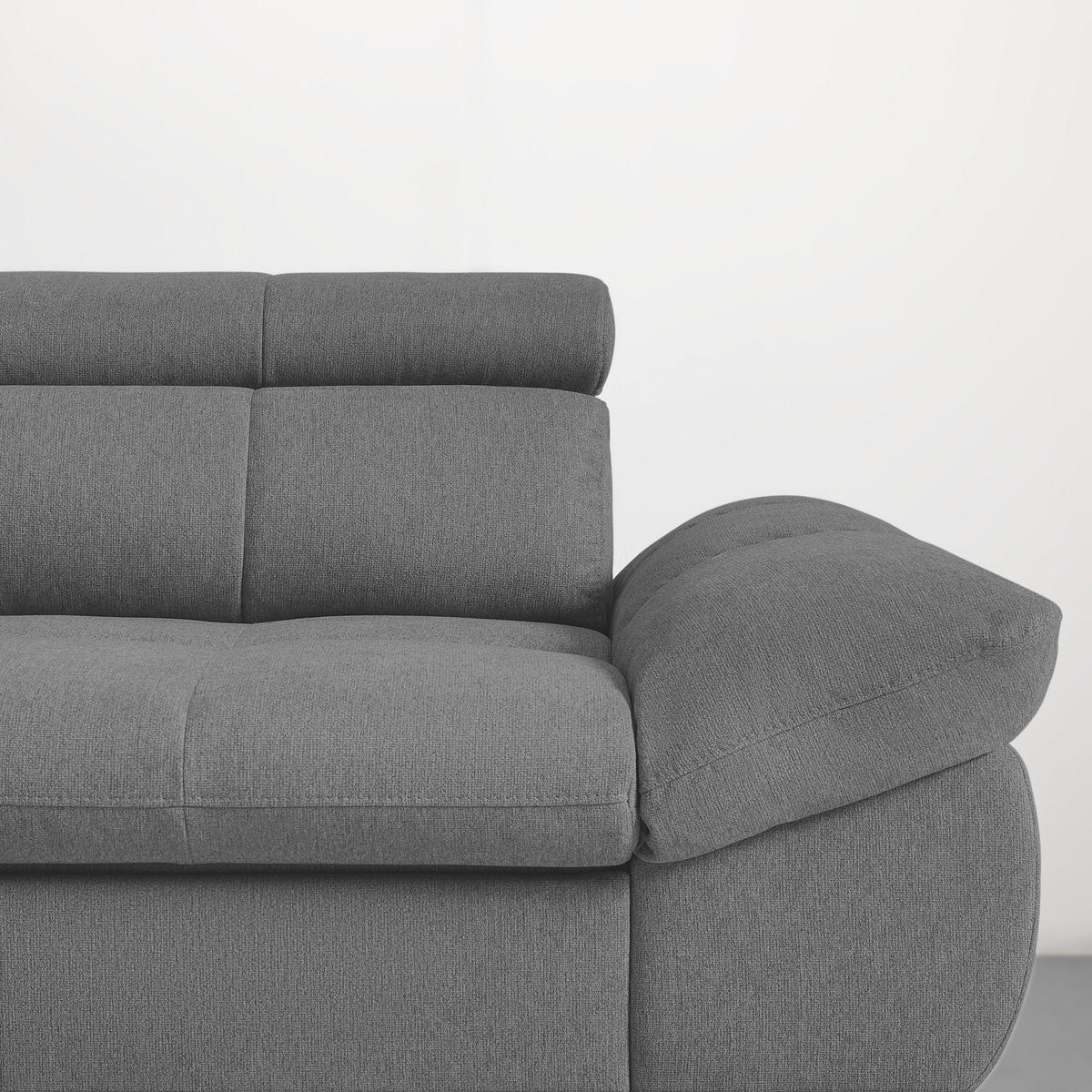 ECKSOFA in Chenille Anthrazit  - Anthrazit/Schwarz, Modern, Textil/Metall (201/296cm) - Livetastic