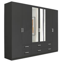 OMARA S KLASIČNIMI VRATI, barve grafita  - barve aluminija/barve grafita, Konvencionalno, umetna masa/steklo (271/210/54cm) - Carryhome