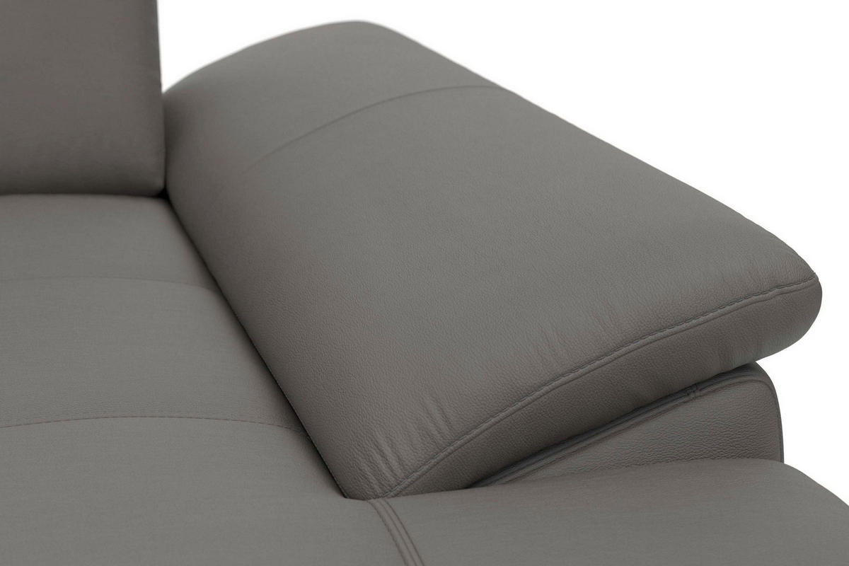 ECKSOFA COSTELLO E Mokka Echtleder Nierenkissen, Armteilverstellung, Sitztiefenverstellung  - Schwarz/Mokka, Basics, Leder/Textil (301/176cm) - Sit & More