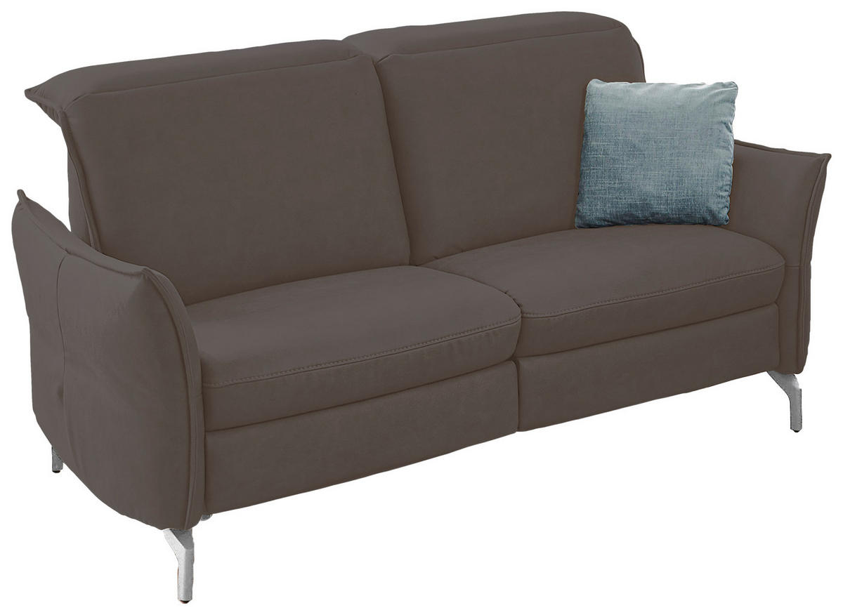 2-SITZER-SOFA in Lederlook (vegan) Grau  - Grau/Nickelfarben, Modern, Textil/Metall (154/89/109cm) - Livetastic