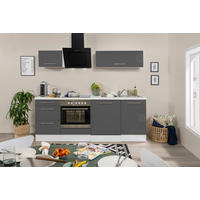 KÜCHENBLOCK 220 cm   in Grau, Weiß, Schwarz  - Alufarben/Schwarz, KONVENTIONELL, Holzwerkstoff (220cm) - Respekta