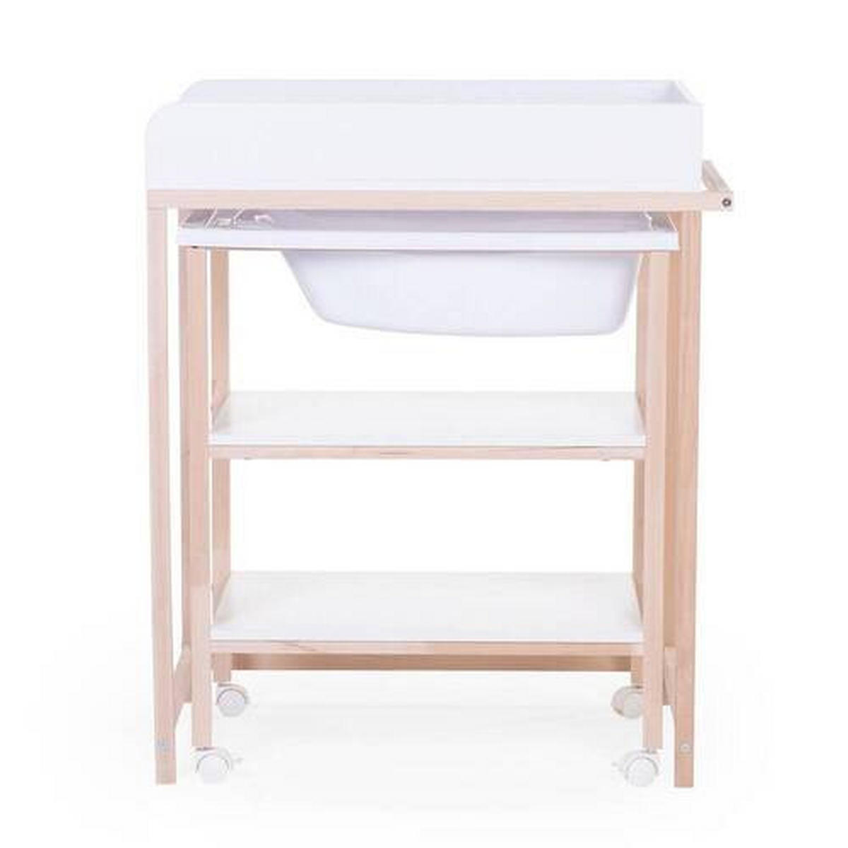WICKELTISCH 2in1 Set Wickeltisch + Badewanne Weiß, Buchefarben  - Buchefarben/Weiß, KONVENTIONELL, Holzwerkstoff/Kunststoff (91,5/53,5/106,5cm) - Childhome