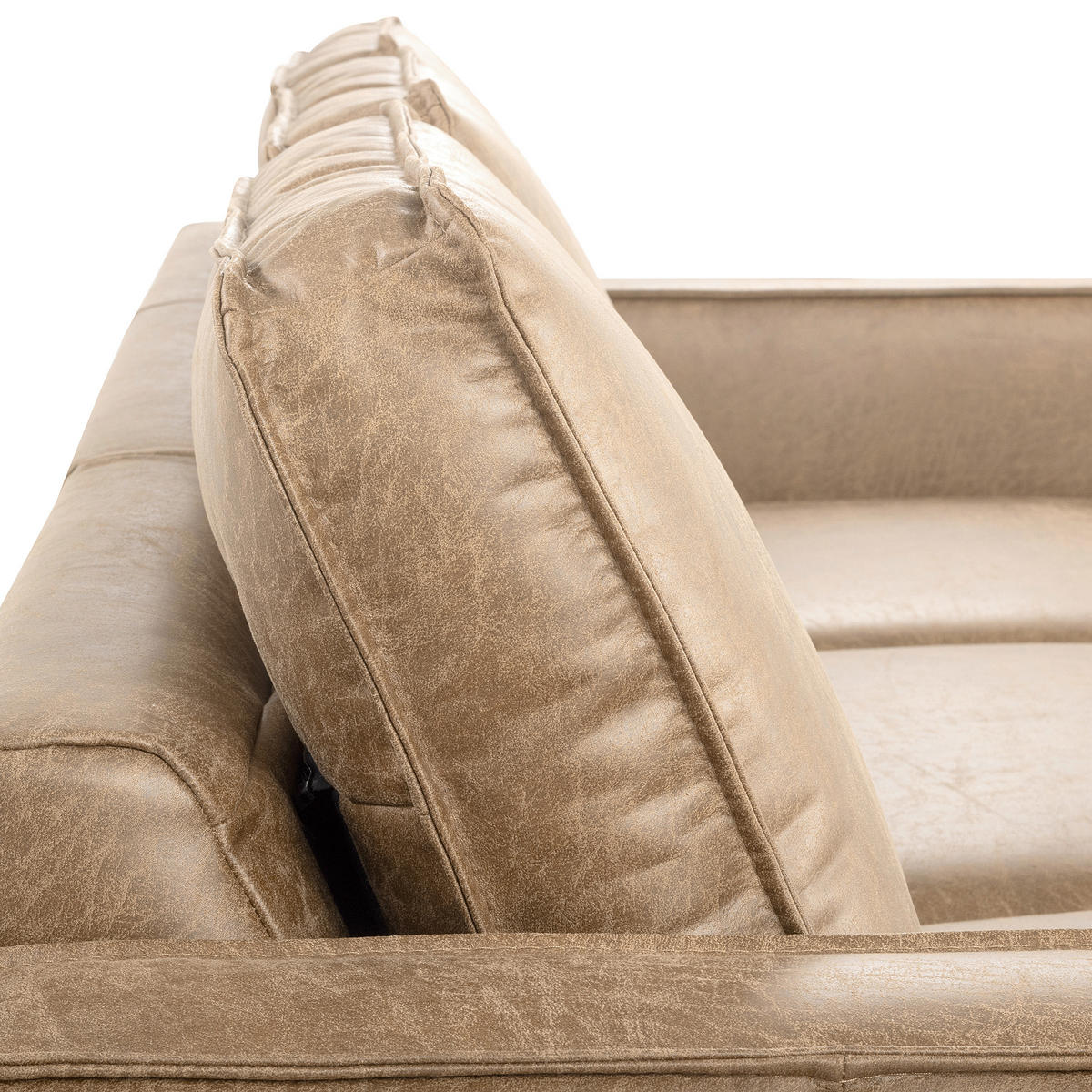 ECKSOFA Sandfarben Echtleder Lederlook Rücken echt  - Sandfarben, Design, Leder/Textil (166/238cm) - Livetastic