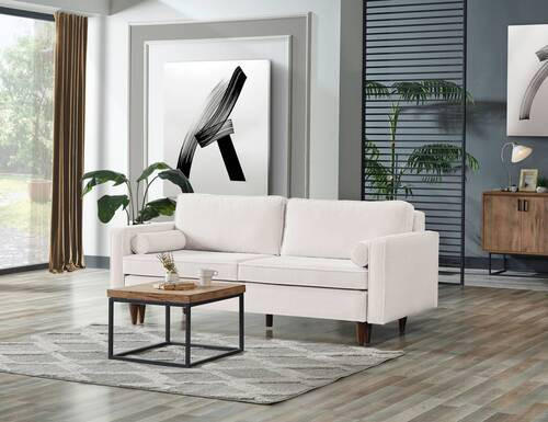 SCHLAFSOFA Cord Creme  - Buchefarben/Creme, MODERN, Holz/Textil (208/78/96cm) - Livetastic