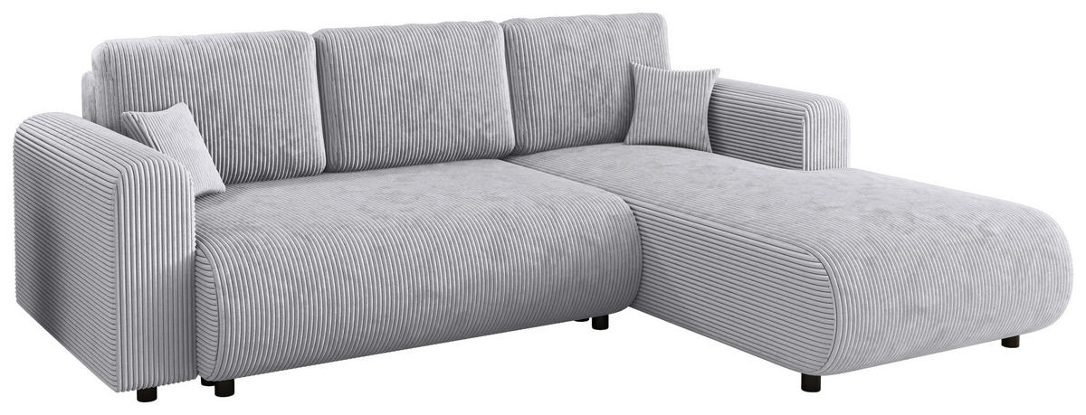ECKSOFA inkl. Funktionen Grau Cord  - Schwarz/Grau, KONVENTIONELL, Kunststoff/Textil (260/200cm) - Xora