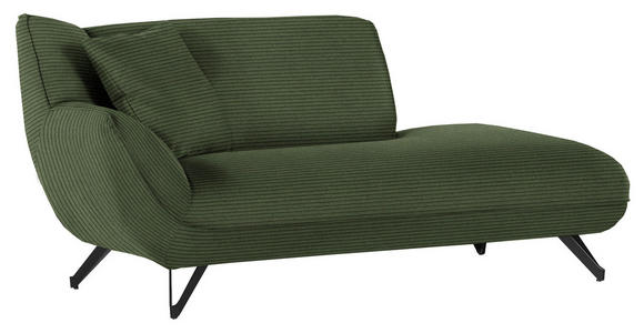 CHAISELONGUE in Feincord Grün  - Schwarz/Grün, Design, Textil/Metall (190/90/95cm) - Carryhome