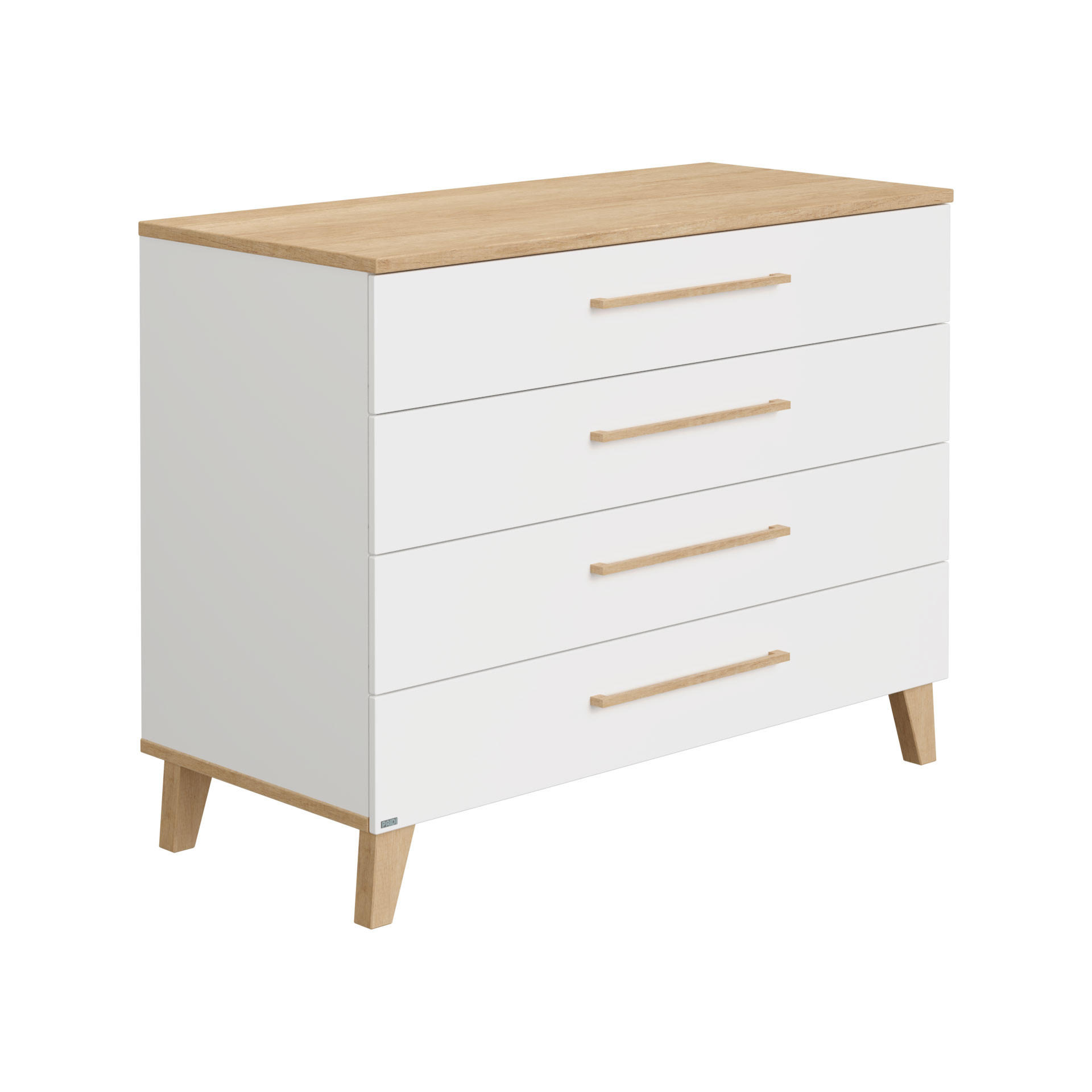 WICKELKOMMODE Oscar Weiß, Eichefarben  - Eichefarben/Weiß, Basics, Holz/Holzwerkstoff (123,5/95,0/55,9cm) - Paidi