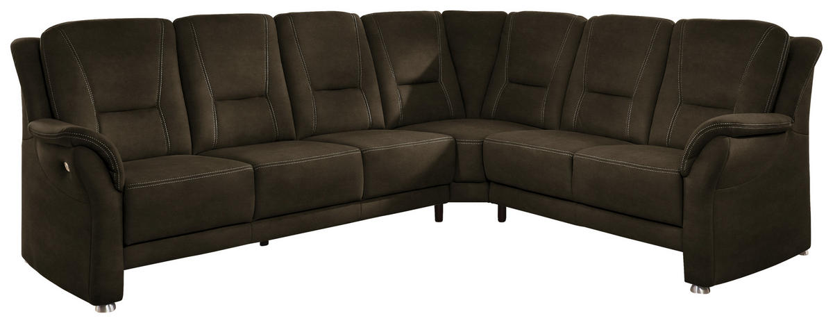 ECKSOFA  in Mikrofaser Grün  275/223 cm  - Beige/Alufarben, KONVENTIONELL, Textil/Metall (275/223cm) - Beldomo Comfort