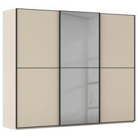 SCHWEBETÜRENSCHRANK 271/223/68 cm 3-türig Champagner, Schwarz  - Champagner/Schwarz, KONVENTIONELL, Glas/Holzwerkstoff (271/223/68cm) - Novel