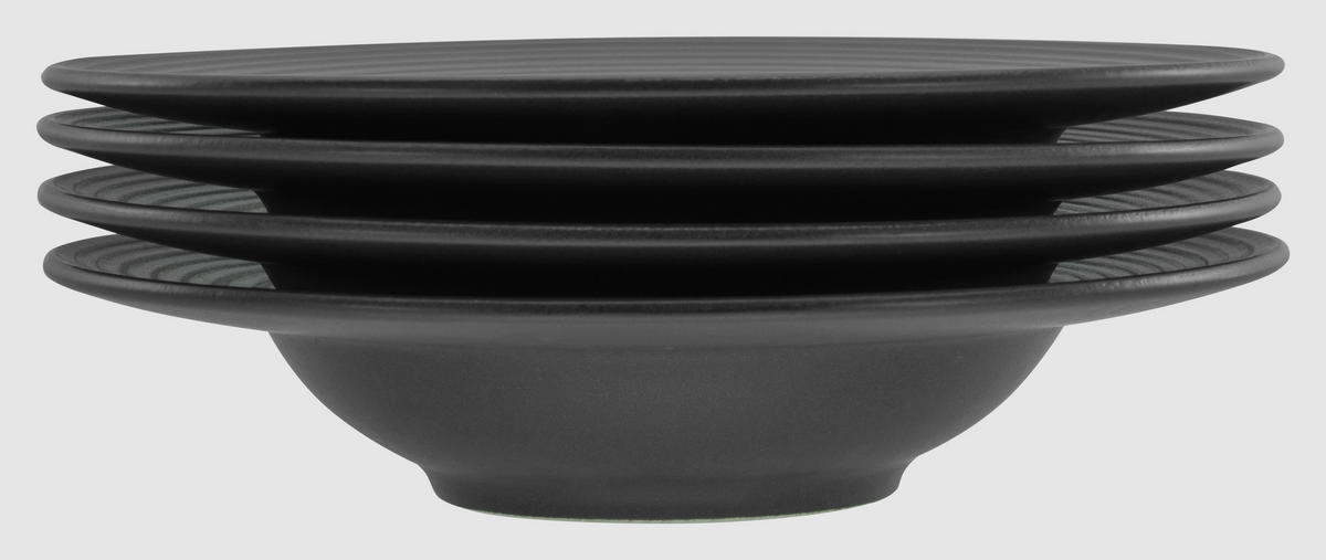 PASTATELLERSET Steinzeug 4-teilig  - Schwarz, Basics, Keramik (30cm) - Creatable