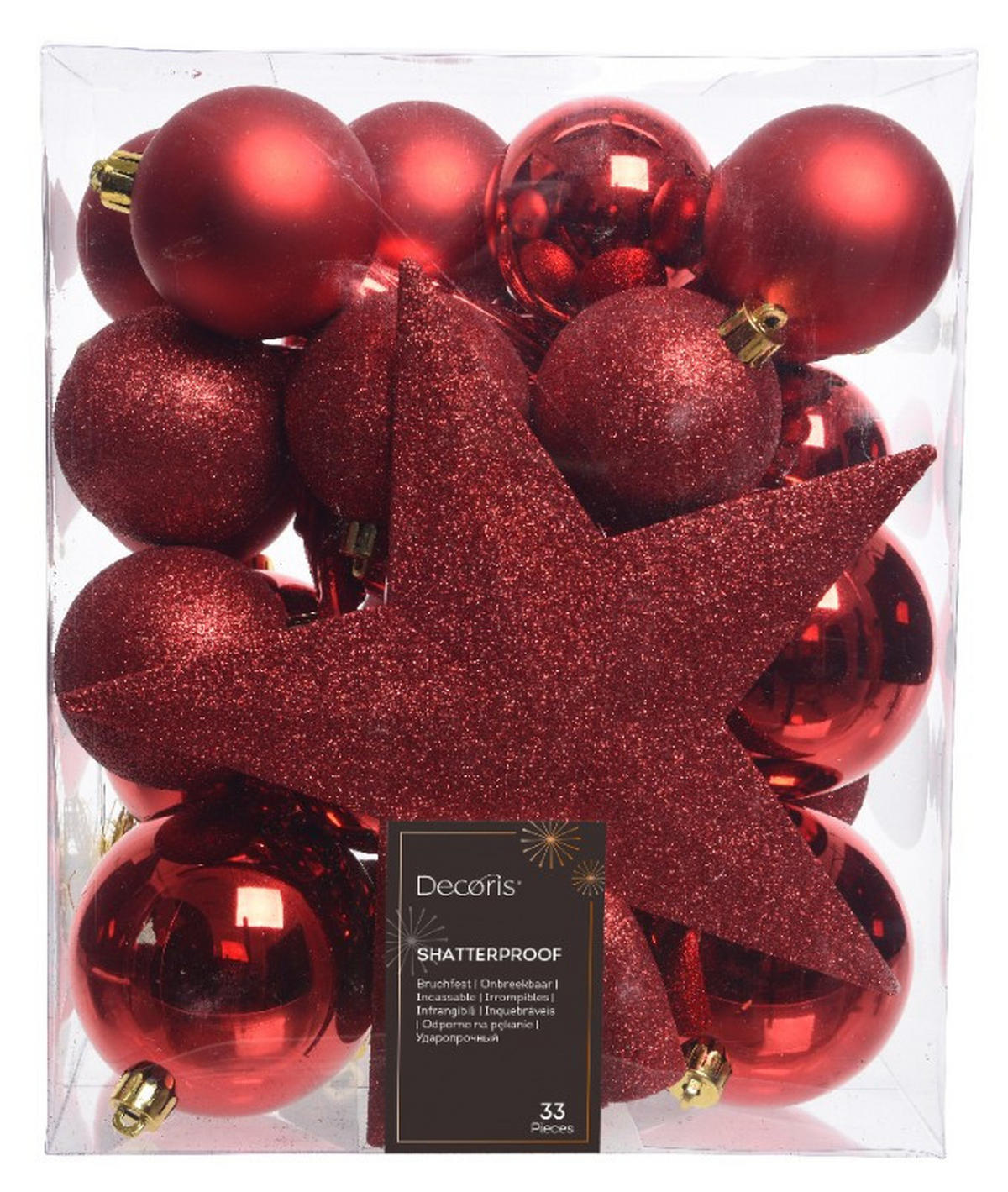 CHRISTBAUMKUGEL-SET 33-teilig  - Rot, LIFESTYLE, Kunststoff (8,00/8,00/8,00cm)
